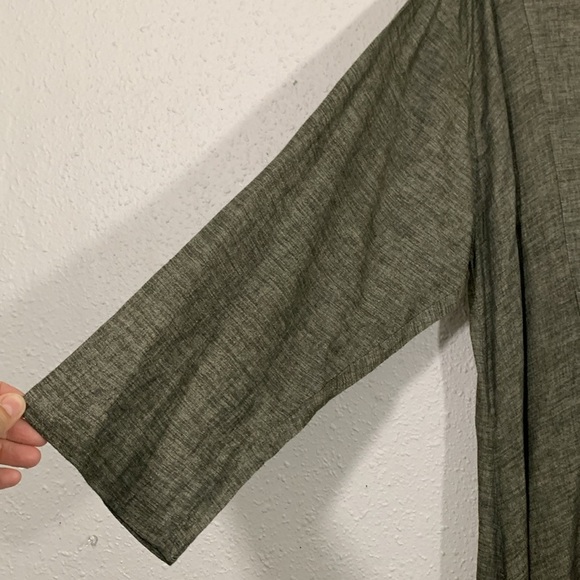 Transparente Black Label Black/Green 100% Linen Lagenlook A-Line Button Duster - Picture 9 of 15